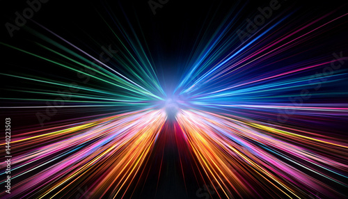 motion blur background colorful light trails with motion effect illustration of high speed light effect on black background generative ai
