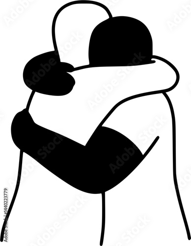 Side view people hug icon vector
