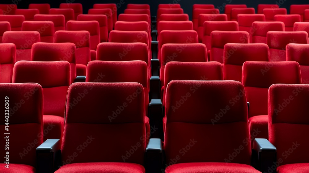 Rows of Red Theater Seats Ready for an Event Rows of Red Theater Seats Ready for an Event