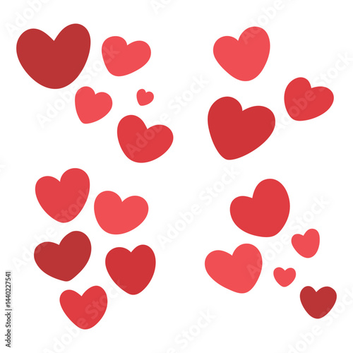 Heart vector illustration. Various types of heart vector graphics. Valentines day decoration element.