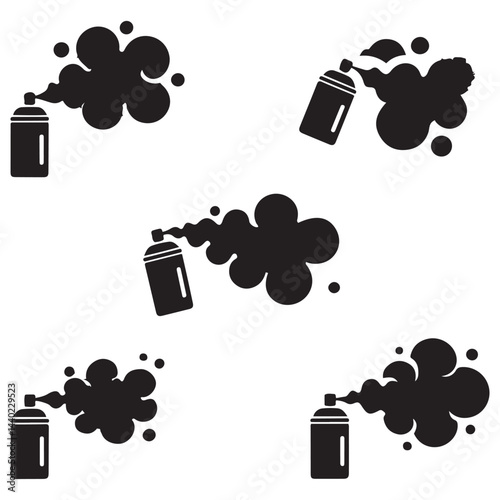 Spray icons set. Simple Vector Black silhouettes fluid spray cloud symbols. with white background