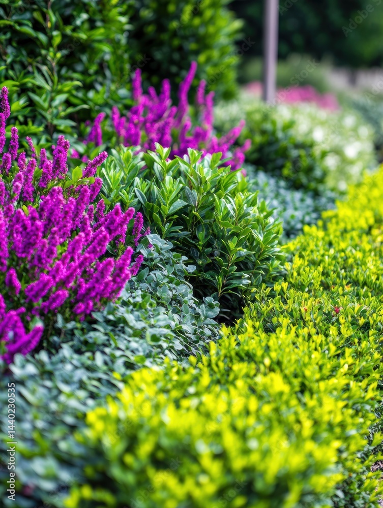 Obraz premium Vivid purple salvia blooms among lush green foliage creating a vibrant nature scene with blurred background