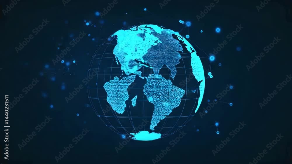 Technology style of rotate earth hologram 3D digital 