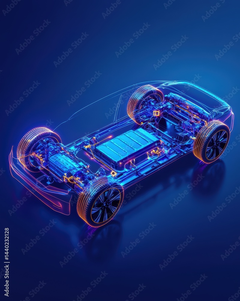Electric Vehicle Blueprint Innovation Automotive Futuristic Technology Vehicle Chassis Modern Design