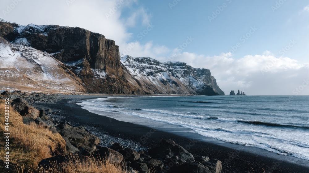 Obraz premium Dramatic Icelandic Basalt Cliffs