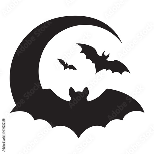 Halloween bat silhouette, minimalist vector 