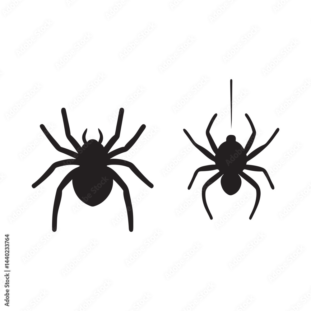 Halloween spider set silhouette, minimalist vector Halloween spider set silhouette, minimalist vector