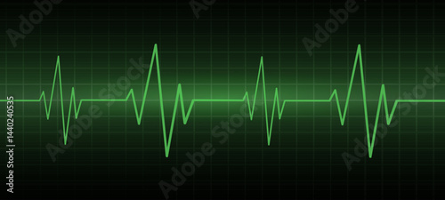 Green heart beat monitor with signal. Heart cardiogram. Vector stock
