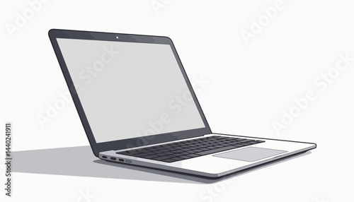 Sleek laptop illustration on a simple table, minimalistic design