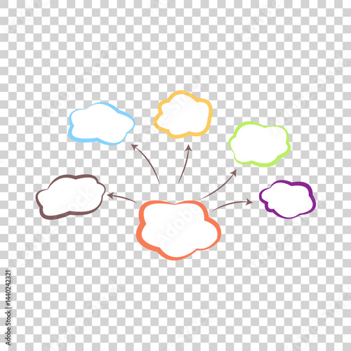 Speech colorful bubbles. Mind Map. Brainstorming. Design element for presentation design and much more. Vector illustration on an isolated background