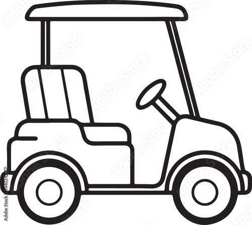 golf cart line art, black outline, vector and illustration, coloring book page line art drawing