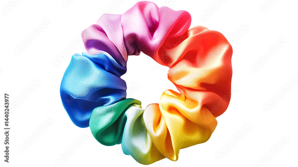 Assorted Satin Scrunchies in Various Colors for Hair Accessories and Fashion Styling on a White Background