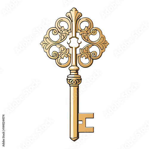 golden key isolated on white