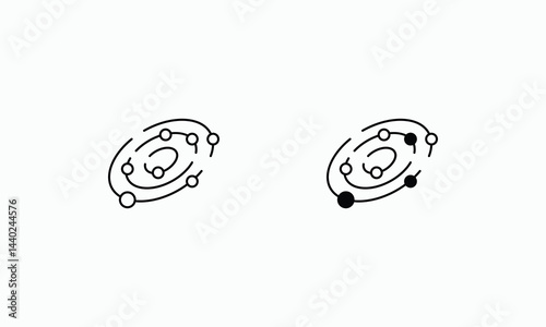 Solar System icons set Line and Glyph black vector icon stock illustration