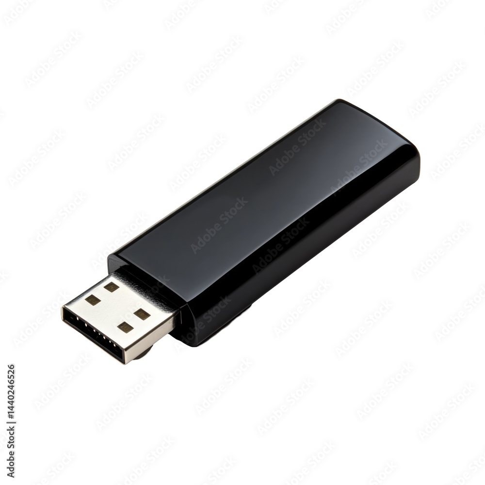 Modern Pen Drive Small Size Black Crisp isolated on a transparent background Modern Pen Drive Small Size Black Crisp isolated on a transparent background