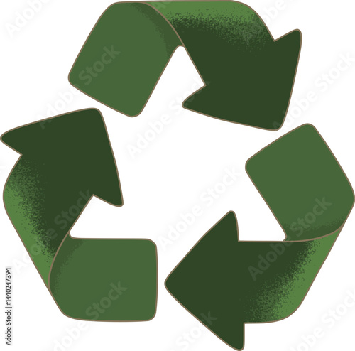 Green textured recycle icon vector, perfect for social media, eco projects, environmental campaigns, sustainability branding, education, and zero waste movement graphics.