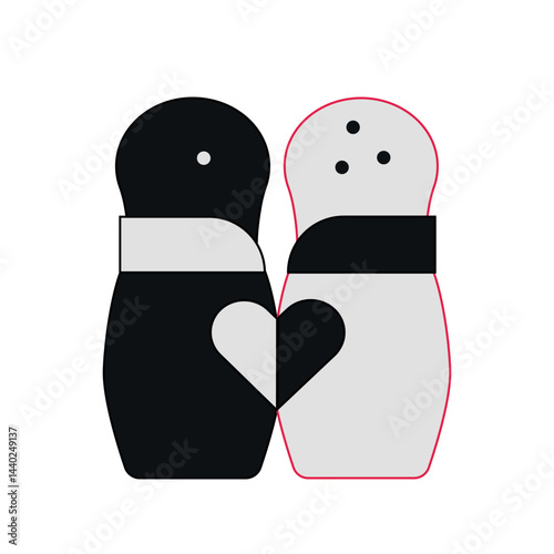 Salt and Pepper Shakers with Heart Symbol - Minimalist Love Concept