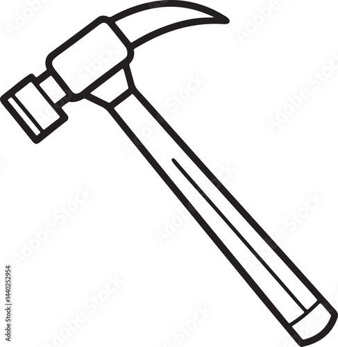 hammer line art, black outline, vector and illustration, coloring book page line art drawing