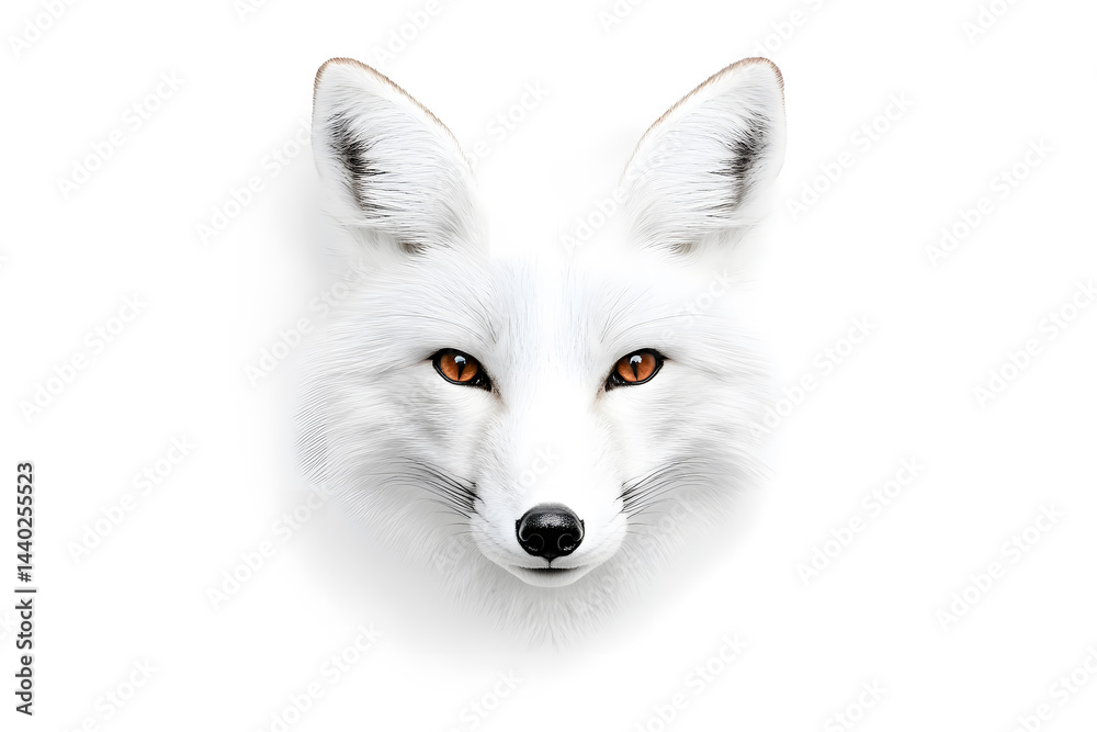Obraz premium White fox head portrait, wildlife, close-up, isolated on white background
