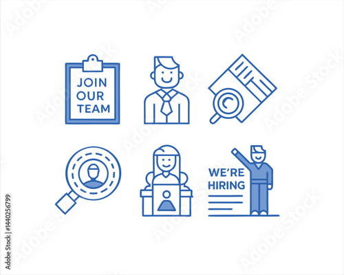 This business icon set features a variety of vector symbols for web and internet design, including communication, network, mail, money, and people icons, presented as a set of buttons and illustration