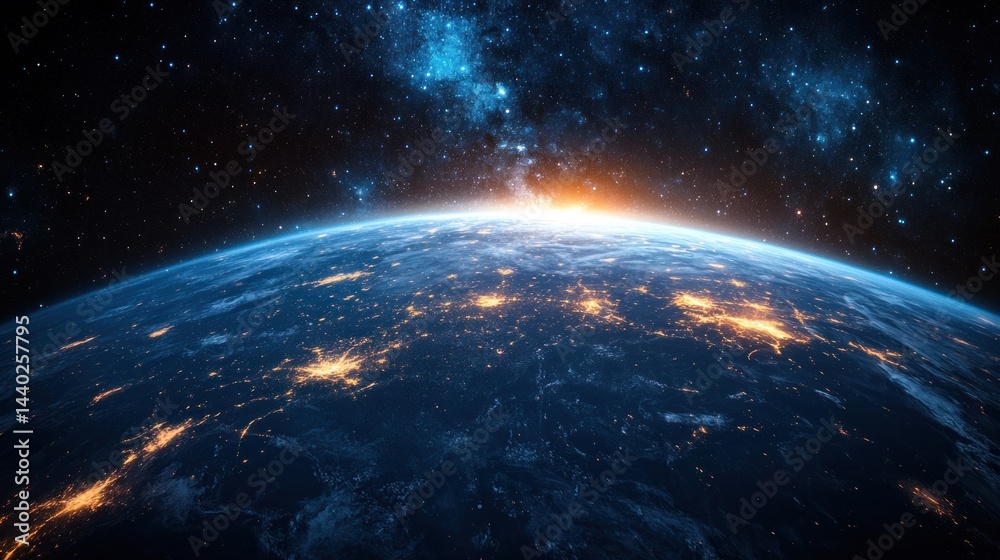 Obraz premium Earthrise: A Celestial Tapestry of Lights and Cosmos