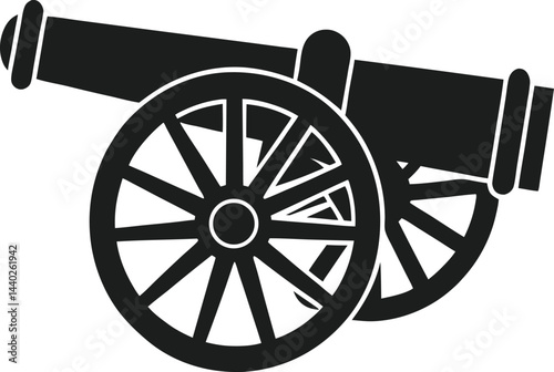USA Patriotic Cannon Silhouette Artwork for Festive Themes