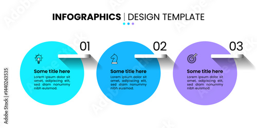 Infographic template. 3 circles with icons and numbers