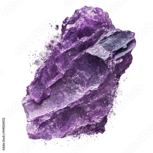 Raw Lepidolite Purple Mica Stone Crisp  isolated on a transparent background