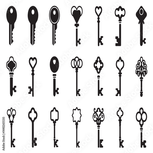 set of keys silhouettes