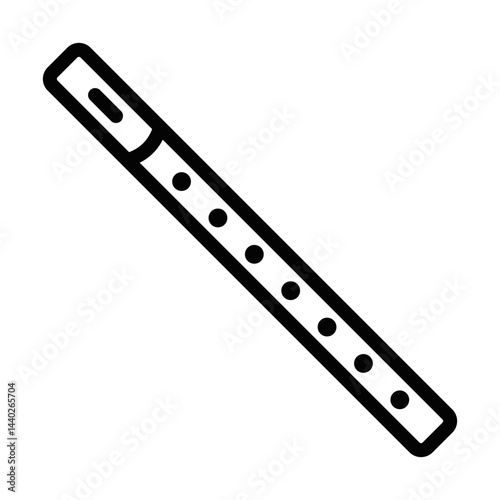 Flute vector illustration in minimal linear elegant style. Editable stroke.