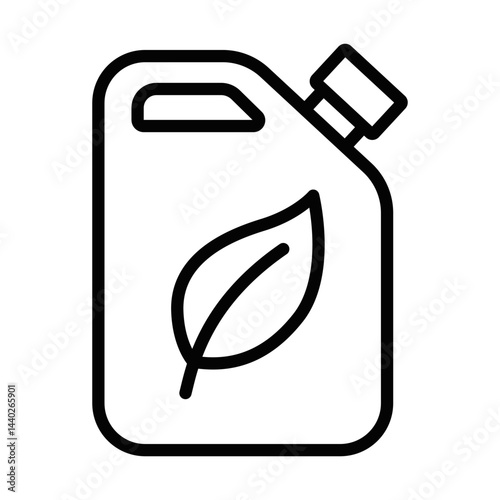 Biofuel canister with leaf vector illustration. Editable stroke.