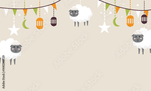 Animal Sacrifice for Eid al Adha Illustrating background vector