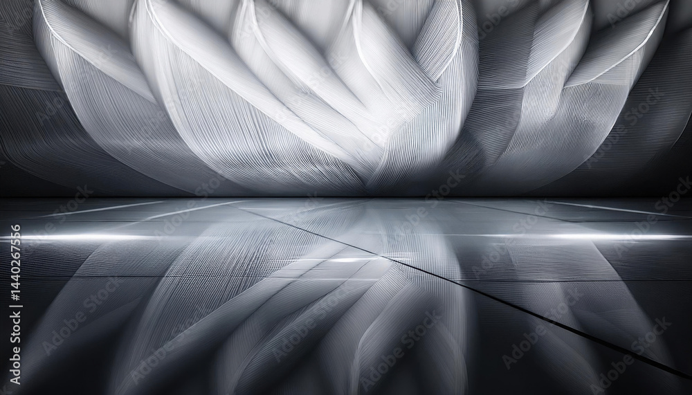 Naklejka premium Abstract light patterns create a serene atmosphere in a gray and silver setting