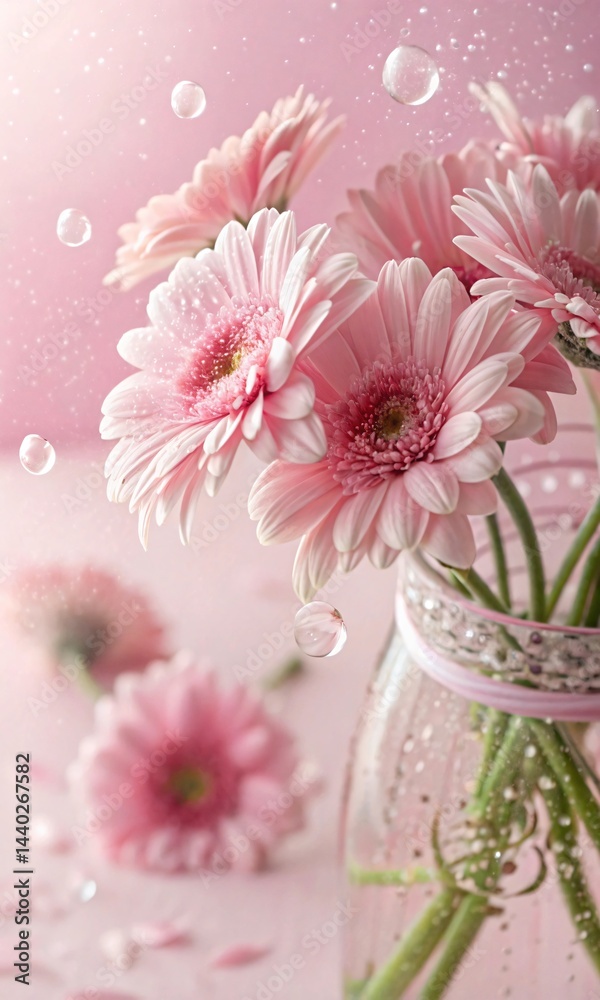 Fototapeta premium Delicate Floral Charm – Soft & Refreshing Pink Aesthetic