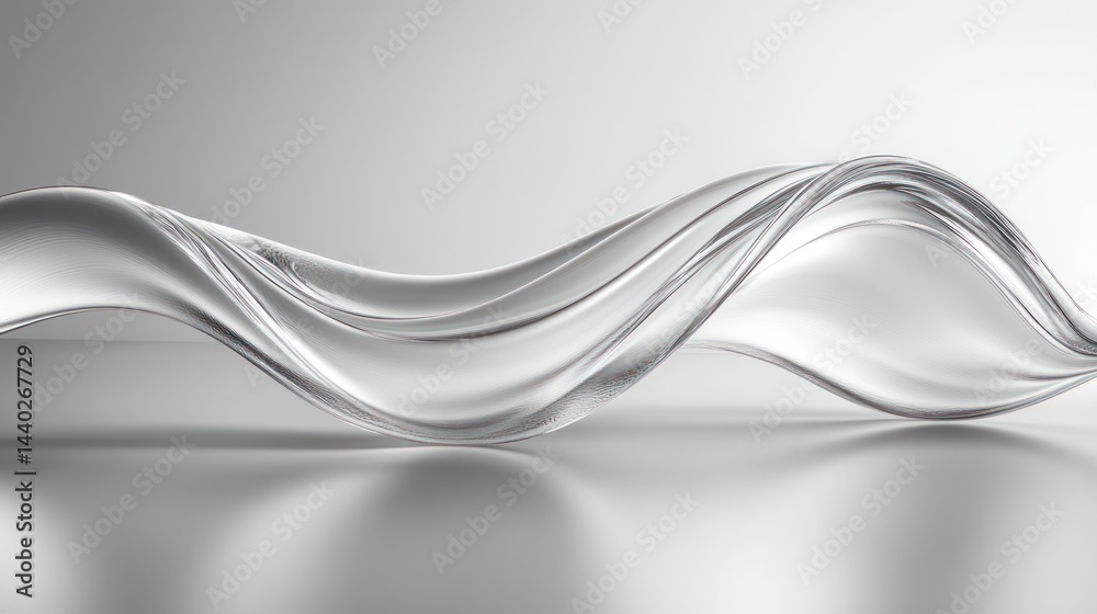 Silver wave flows, studio background, abstract design Silver wave flows, studio background, abstract design
