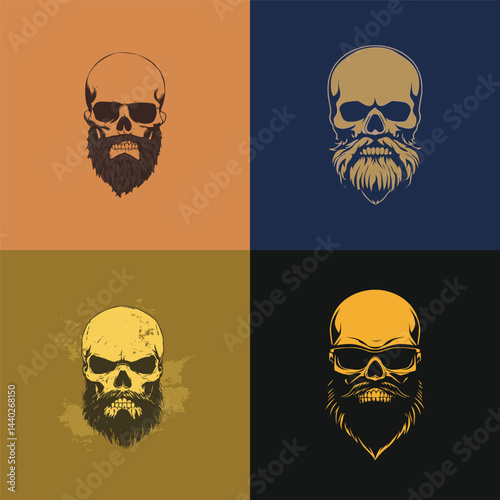 Bearded skull design vector template illustration