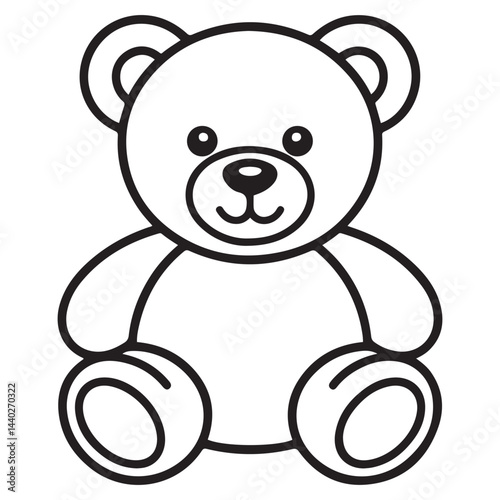 Teddy bear line art vector, Cute teddy outline icon. with white background
