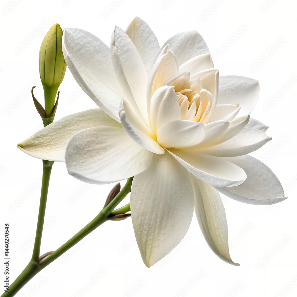 Fototapeta premium a Night Blooming Jasmine on solid white background