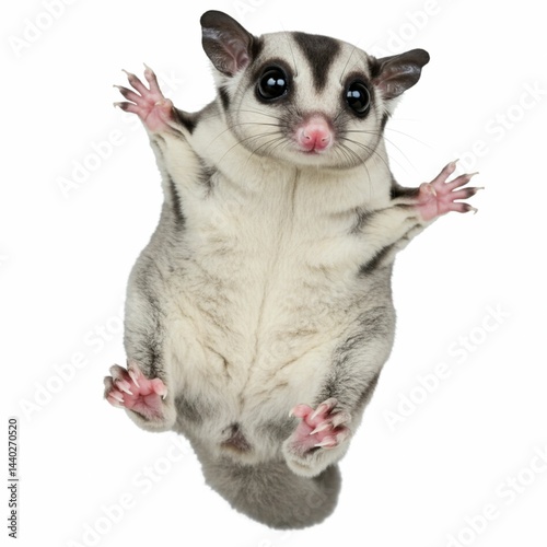 Endearing Sugar Glider in Thoughtful Pose on Studio Canvas