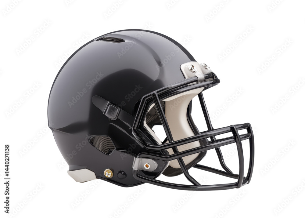 Fototapeta premium Modern black football helmet for sporting events and athlete training sessions