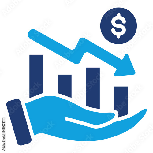 Financial Crisis Flat Blue Icon