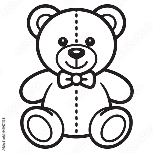 Teddy bear line art vector, Cute teddy outline icon. with white background