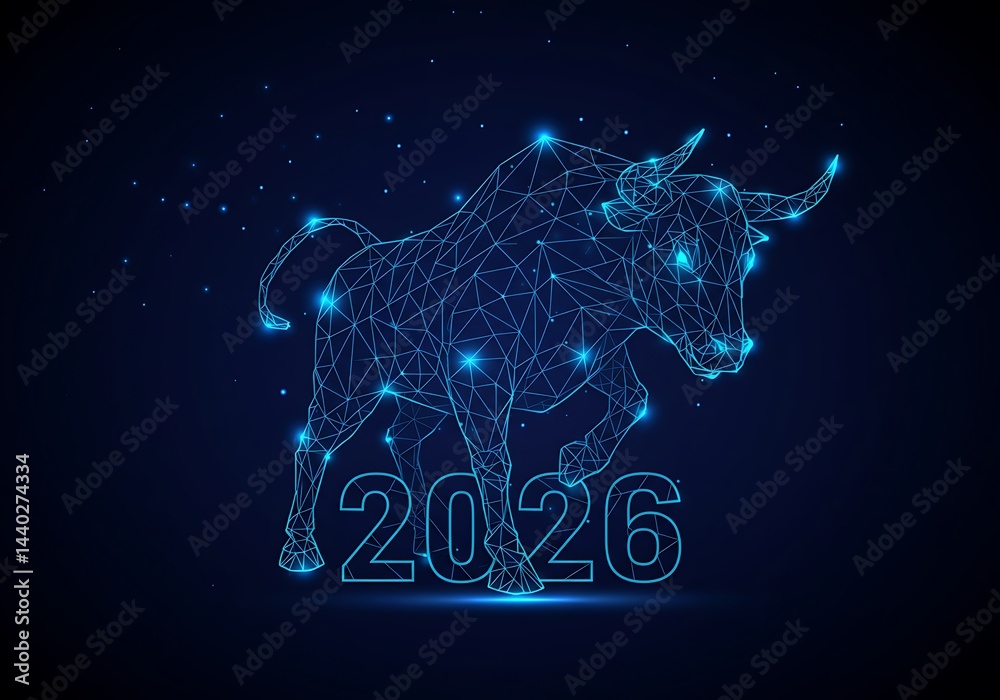 2026 Year of the Bull: Modern Polygonal Design