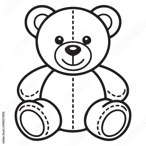 Teddy bear line art vector, Cute teddy outline icon. with white background