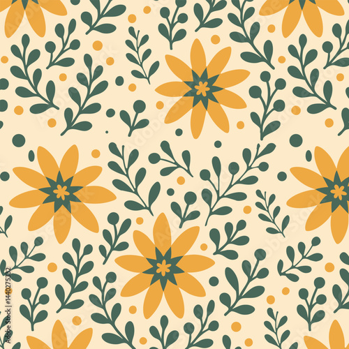 Yellow Flowers Pattern Background