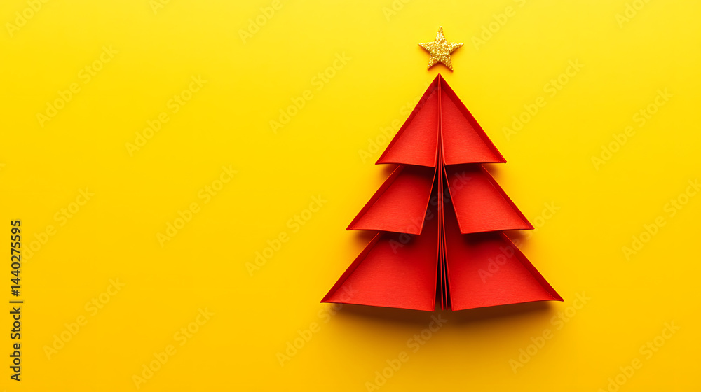 Fototapeta premium christmas, tree, holiday, decoration, card, xmas, winter, paper, celebration, vector, design, illustration, fir, green, season, christmas tree, year, new, greeting, origami, merry, december, pine, sym