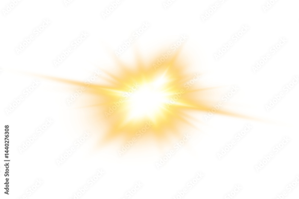 Fototapeta premium Radiant Light Flash PNG Warm Golden Starburst Glow Effect Decoration