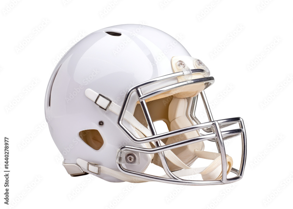 Fototapeta premium Glossy White American Football Helmet on Isolated Background for Sports Imagery Use