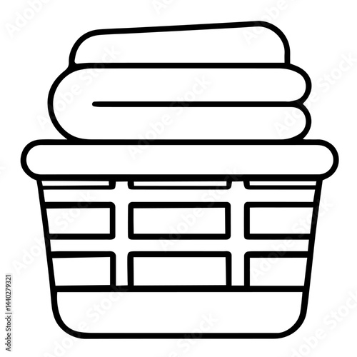 Laundry Basket with Folded Towels Inside, Cleaning and Housekeeping, Home Organization and Hygiene, Laundry Service and Domestic Chores Representation