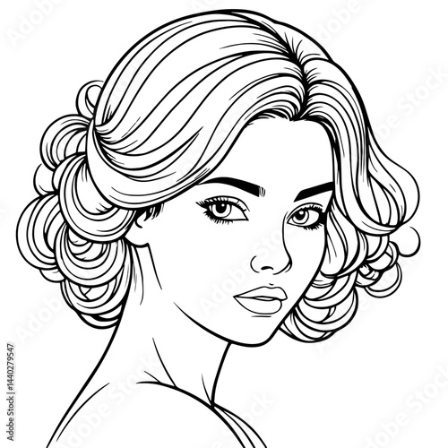 Woman with Wavy Hair in Voluminous Updo Hairstyle